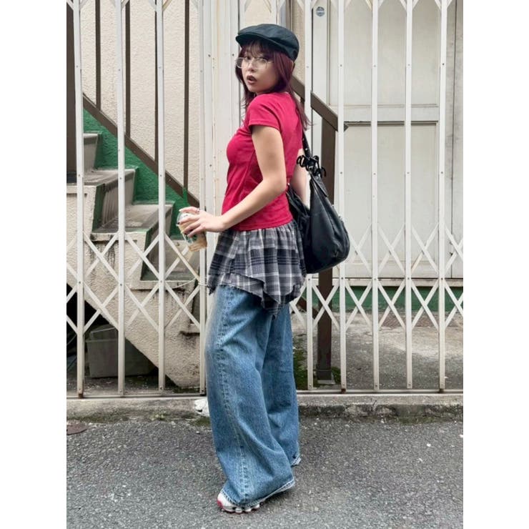 アシンメトリーランダムチェックミニスカート | EVRIS | 詳細画像32 