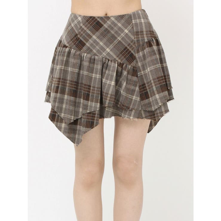 アシンメトリーランダムチェックミニスカート | EVRIS | 詳細画像37 