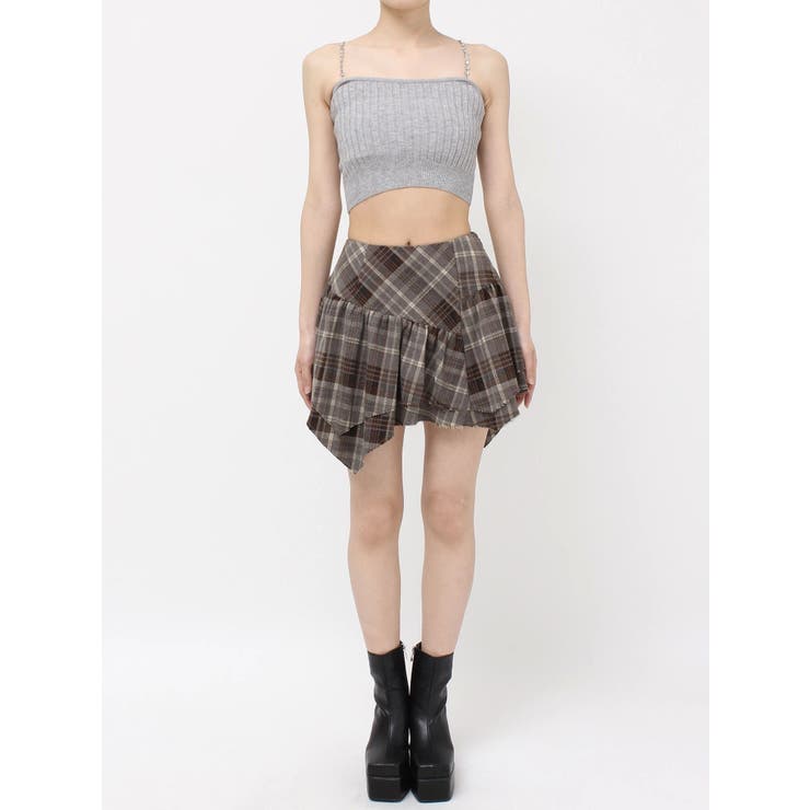アシンメトリーランダムチェックミニスカート | EVRIS | 詳細画像43 