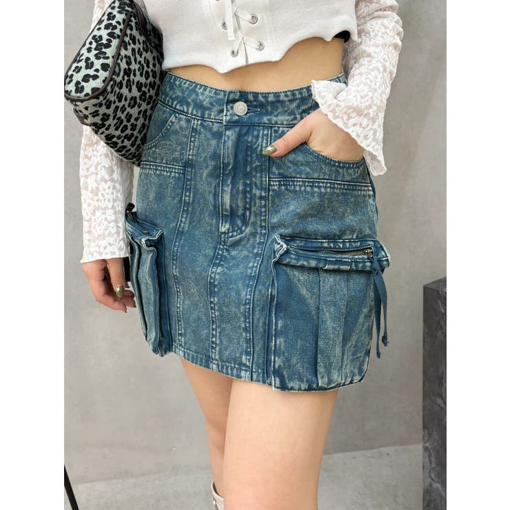 ブルー | ヴィンテージライクカーゴミニスカート | EVRIS