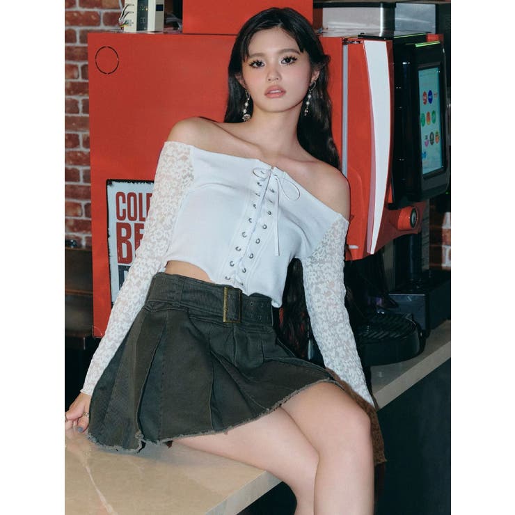 プリーツワイドベルトミニスカート | EVRIS | 詳細画像2 