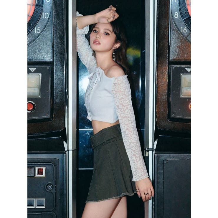 プリーツワイドベルトミニスカート | EVRIS | 詳細画像3 