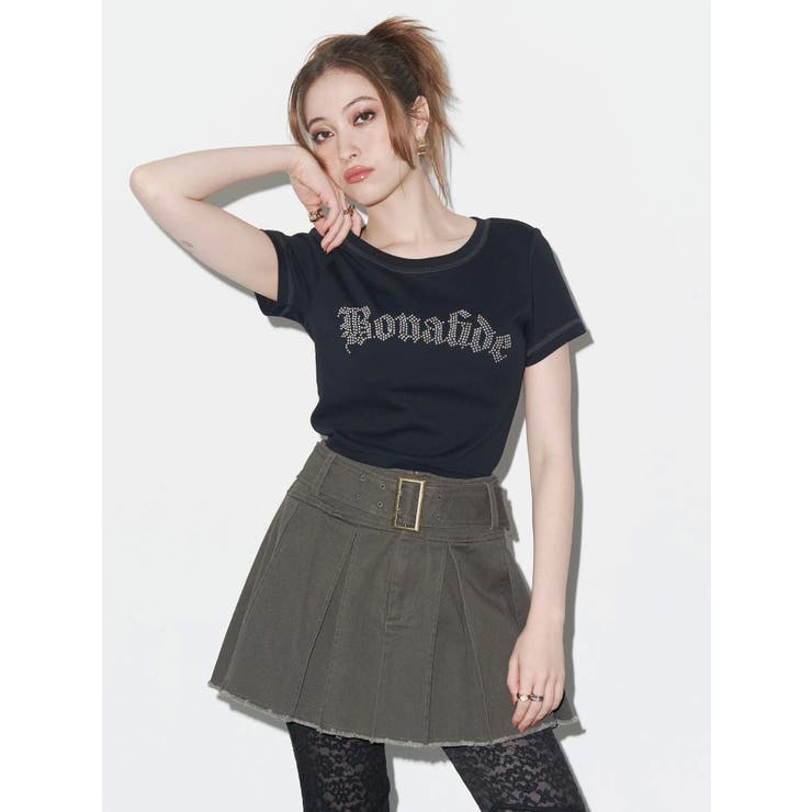 プリーツワイドベルトミニスカート | EVRIS | 詳細画像4 