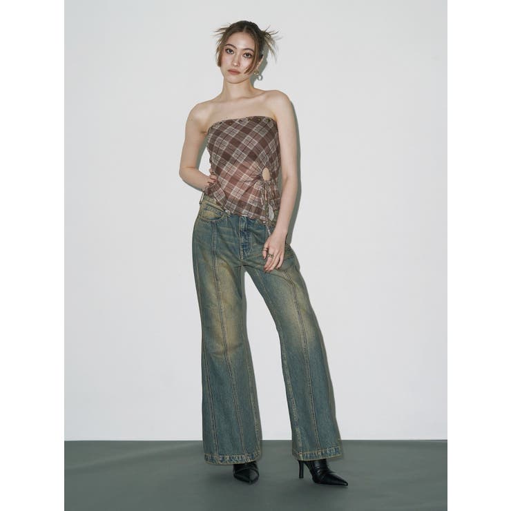 センターシームワイドフレアデニムパンツ | EVRIS | 詳細画像2 