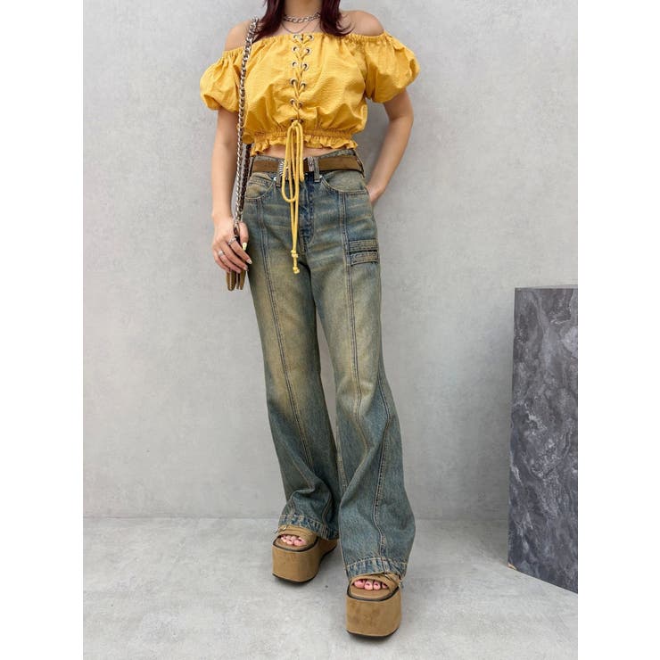 センターシームワイドフレアデニムパンツ | EVRIS | 詳細画像26 