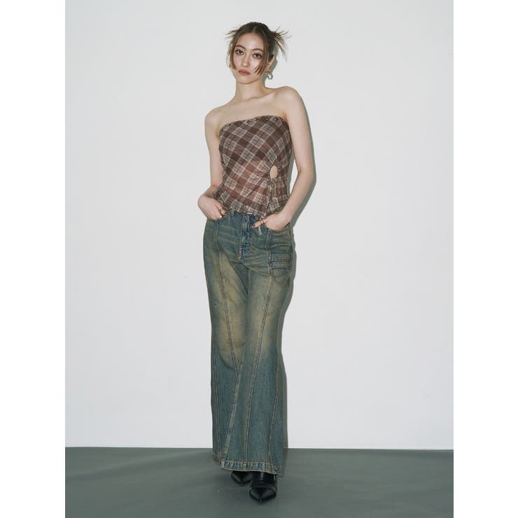 センターシームワイドフレアデニムパンツ | EVRIS | 詳細画像3 