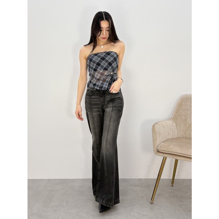 センターシームワイドフレアデニムパンツ | EVRIS | 詳細画像35 