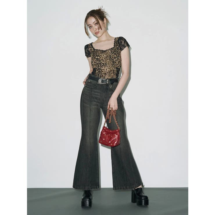 センターシームワイドフレアデニムパンツ | EVRIS | 詳細画像9 