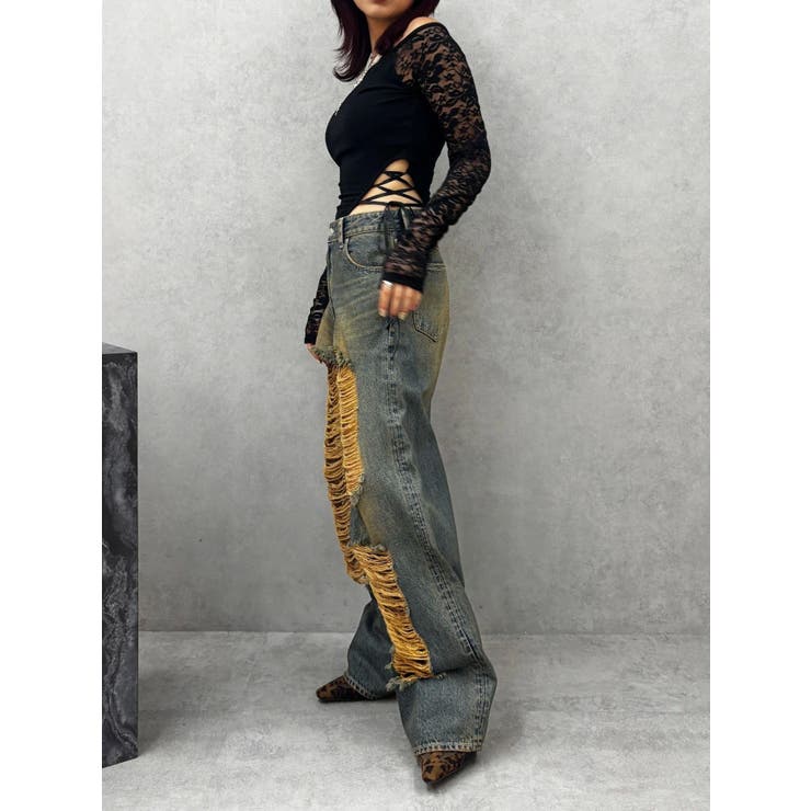 ハイダメージワイドデニムパンツ | EVRIS | 詳細画像20 