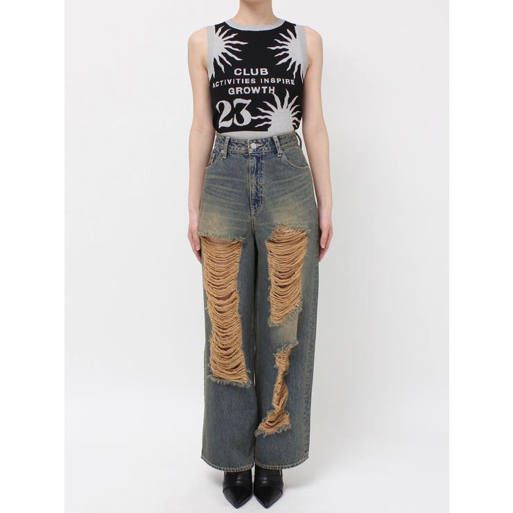 ハイダメージワイドデニムパンツ | EVRIS | 詳細画像34 