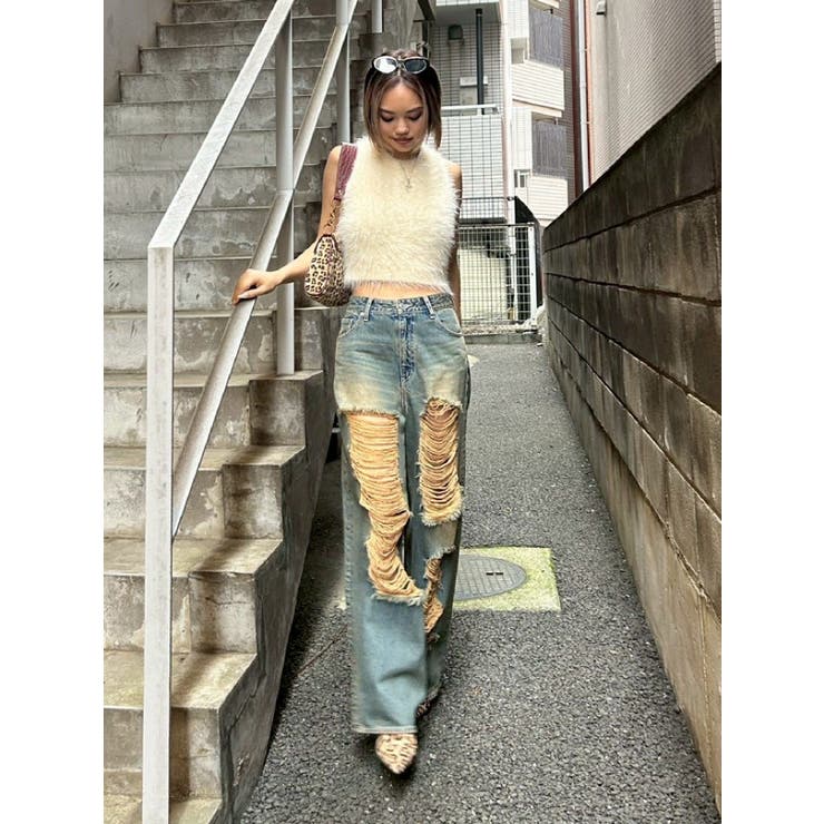 ハイダメージワイドデニムパンツ | EVRIS | 詳細画像40 