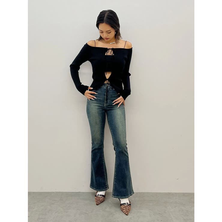 ヴィンテージライクストレッチフレアデニムパンツ | EVRIS | 詳細画像15 