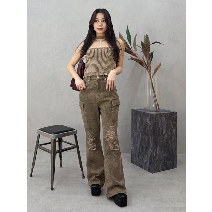 Eモチーフピグメントチョーカーベアニットトップス | EVRIS | 詳細画像10 