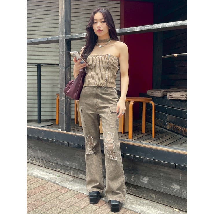 Eモチーフピグメントチョーカーベアニットトップス | EVRIS | 詳細画像14 