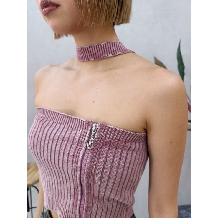 Eモチーフピグメントチョーカーベアニットトップス | EVRIS | 詳細画像18 