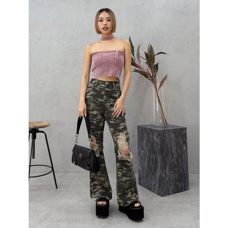 Eモチーフピグメントチョーカーベアニットトップス | EVRIS | 詳細画像21 