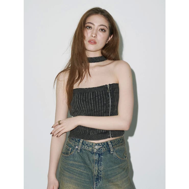 Eモチーフピグメントチョーカーベアニットトップス | EVRIS | 詳細画像3 