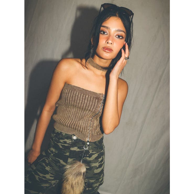 Eモチーフピグメントチョーカーベアニットトップス | EVRIS | 詳細画像37 