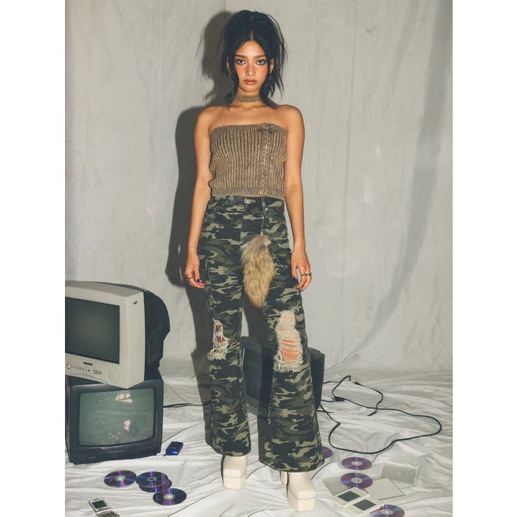 Eモチーフピグメントチョーカーベアニットトップス | EVRIS | 詳細画像38 