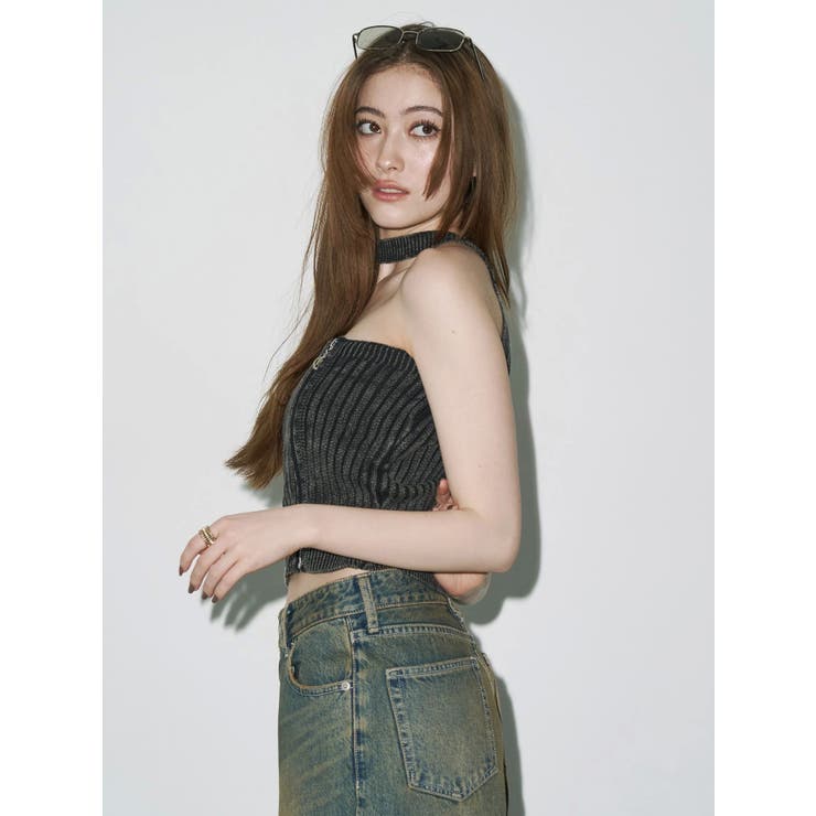 Eモチーフピグメントチョーカーベアニットトップス | EVRIS | 詳細画像4 