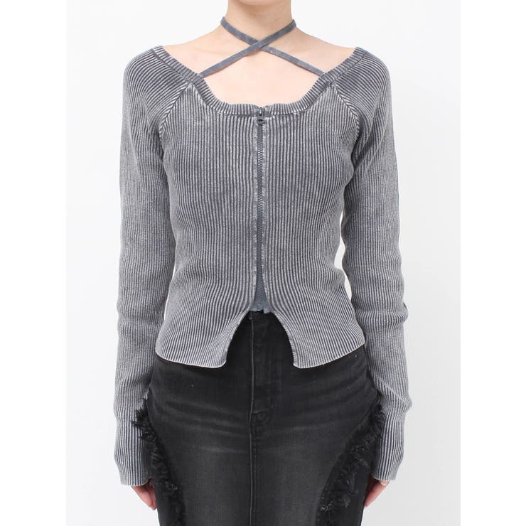 ピグメントジップホルターネックニットトップス | EVRIS | 詳細画像17 