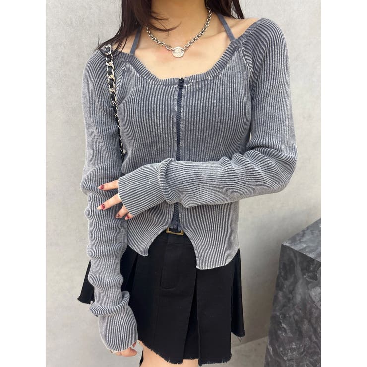 ピグメントジップホルターネックニットトップス | EVRIS | 詳細画像2 