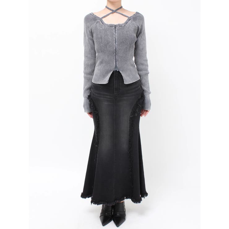 ピグメントジップホルターネックニットトップス | EVRIS | 詳細画像34 