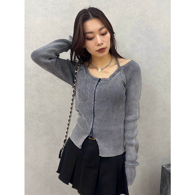 ピグメントジップホルターネックニットトップス | EVRIS | 詳細画像4 