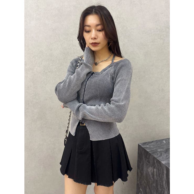 ピグメントジップホルターネックニットトップス | EVRIS | 詳細画像5 