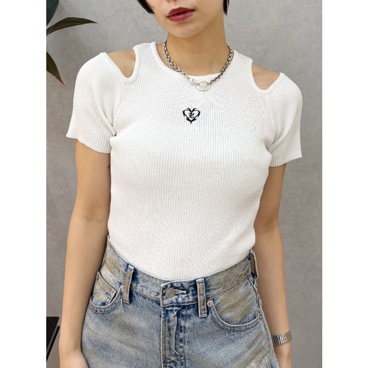 ホワイト | オープンショルダーニット | EVRIS