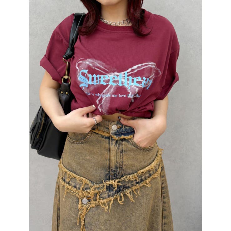 レッド | フロントリボングラフィックBIG Tシャツ | EVRIS