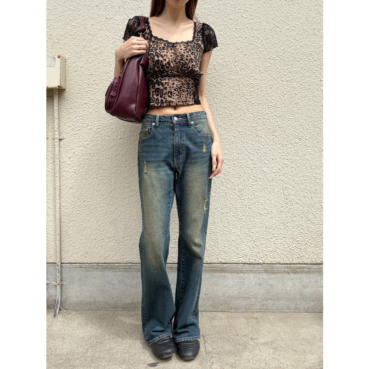 レースドッキングクロップドトップス[品番：MKSW0065235]｜EVRIS