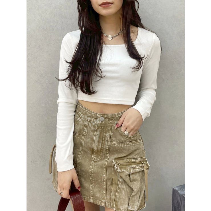 ホワイト | スクエアクロップドトップス | EVRIS