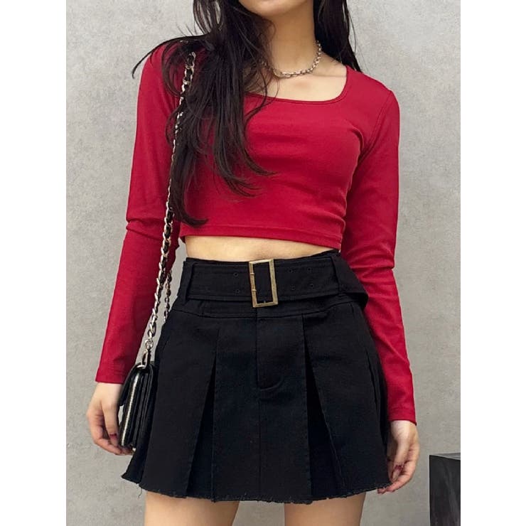 レッド | スクエアクロップドトップス | EVRIS