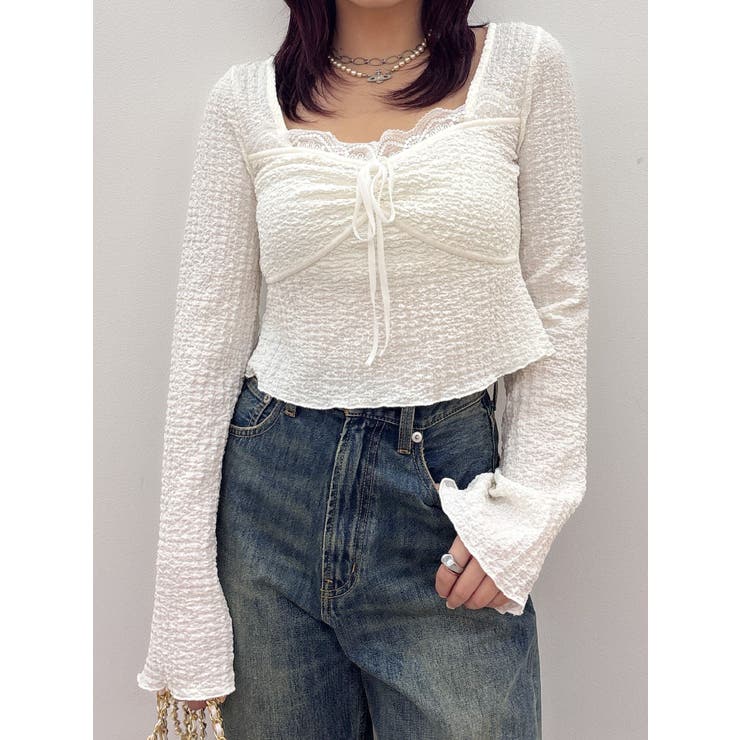 ホワイト | レースドッキングトップス | EVRIS