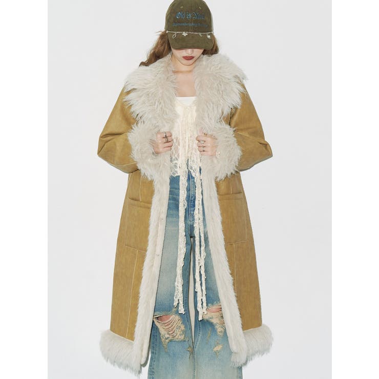 フェイクファームートンロングコート | EVRIS | 詳細画像1 