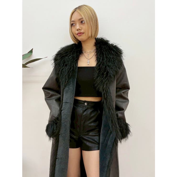 フェイクファームートンロングコート | EVRIS | 詳細画像10 