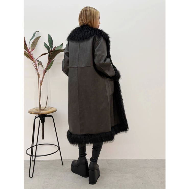 フェイクファームートンロングコート | EVRIS | 詳細画像14 
