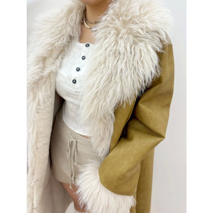 フェイクファームートンロングコート | EVRIS | 詳細画像15 