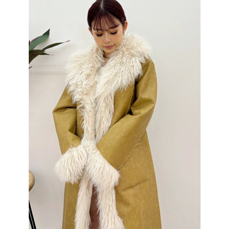 フェイクファームートンロングコート | EVRIS | 詳細画像18 