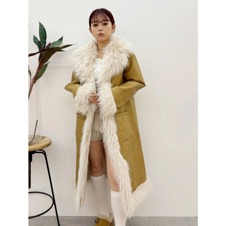 フェイクファームートンロングコート | EVRIS | 詳細画像19 