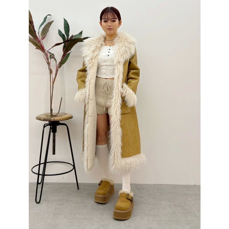 フェイクファームートンロングコート | EVRIS | 詳細画像21 