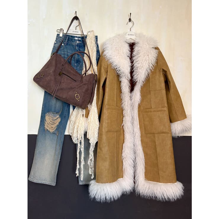 フェイクファームートンロングコート | EVRIS | 詳細画像24 