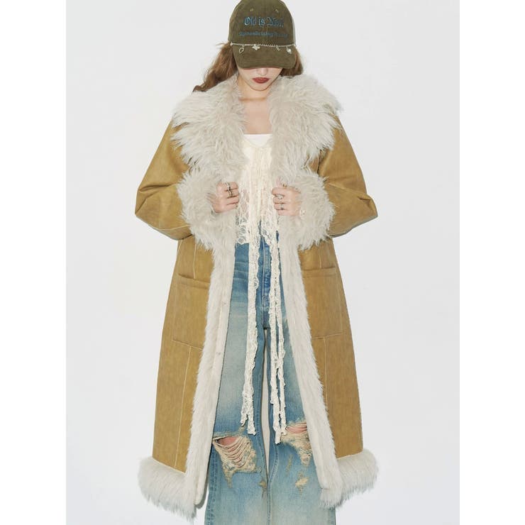 フェイクファームートンロングコート | EVRIS | 詳細画像4 