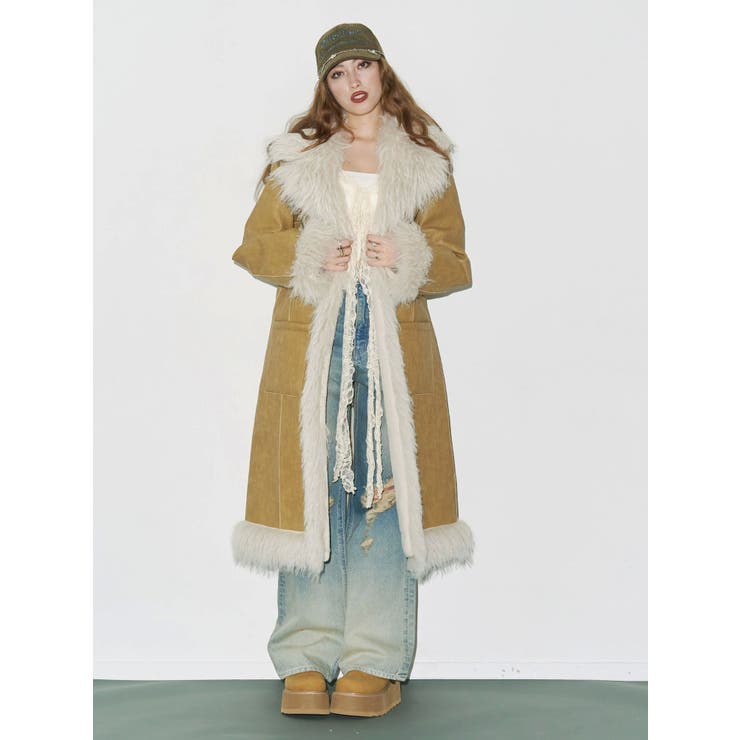 フェイクファームートンロングコート | EVRIS | 詳細画像6 