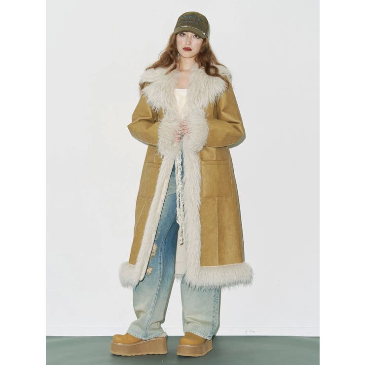 フェイクファームートンロングコート | EVRIS | 詳細画像7 