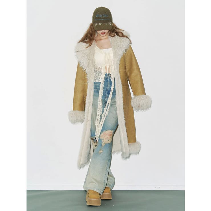 フェイクファームートンロングコート | EVRIS | 詳細画像8 