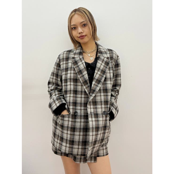グレー | チェックルーズジャケット【セットアップ着用可能】 | EVRIS