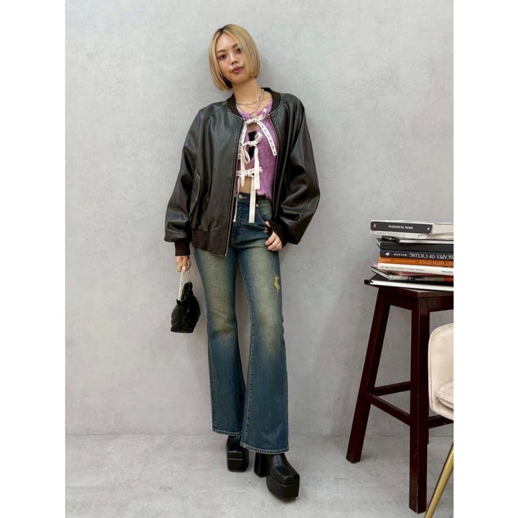 ヴィンテージライクフェイクレザーブルゾン【セットアップ着用可能】 | EVRIS | 詳細画像23