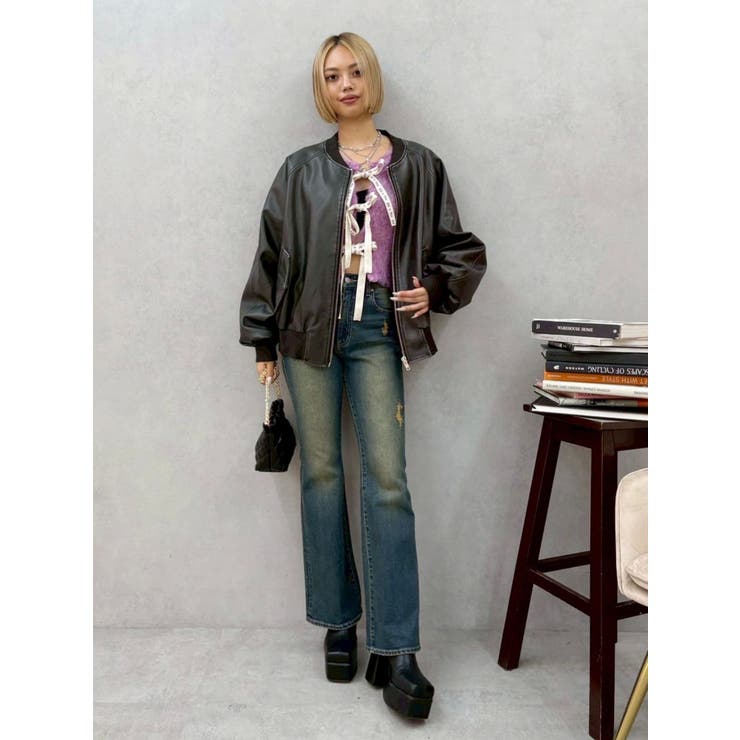 ヴィンテージライクフェイクレザーブルゾン【セットアップ着用可能】 | EVRIS | 詳細画像24